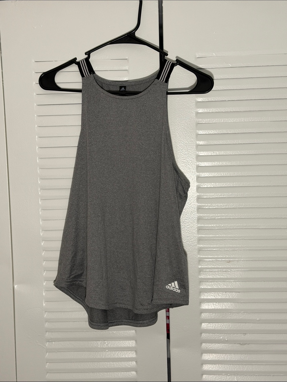 adidas Women’s Gray Racerback Tank with Striped Straps